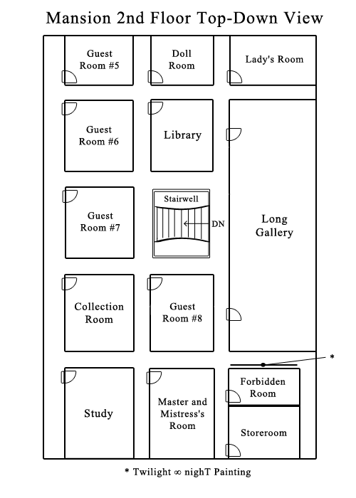 A map of the second floor of the mansion.
