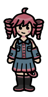 A drawing of the UTAU Kasane Teto, in her classic design.