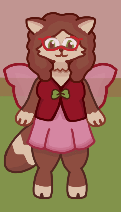 A drawing of my fursona, Velvette the Fauna Fairy, in an updated artstyle.